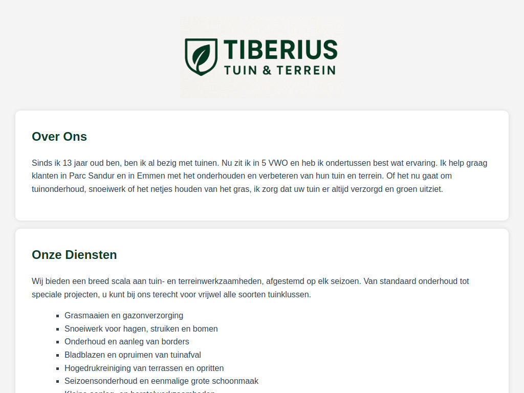 Screenshot of Client Website 1